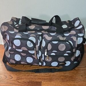Rockland Brown Gray Polka Dot 22" Rolling Duffle Zipper Handle Luggage